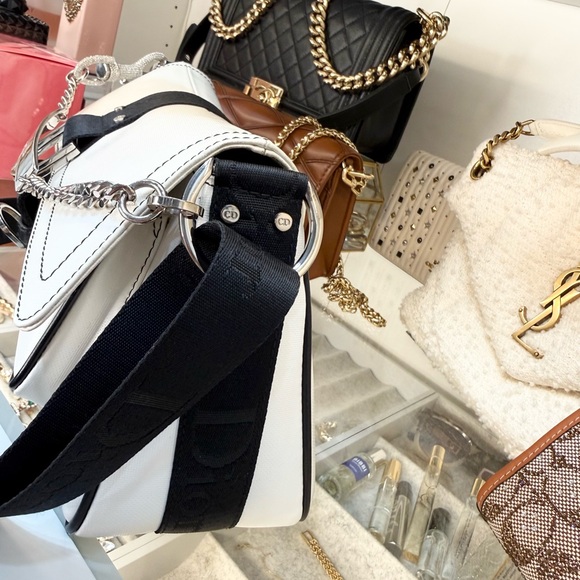 Vintage Rare model Christian Dior Hardcore Shoulder Bag Swarovski Crystals B&W - Picture 3 of 16